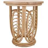 Ayra Side End Table in Rattan & Wood